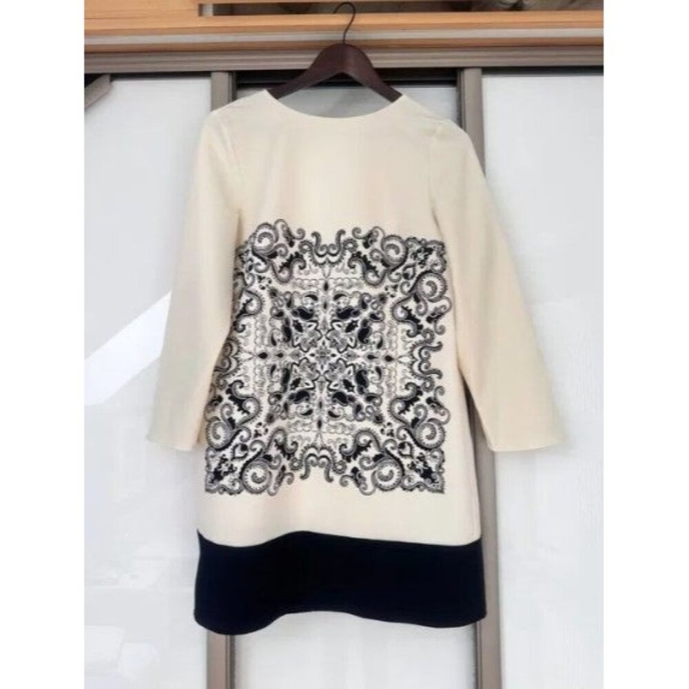 Zara Womens Black & cream Paisley Shift Dress XS